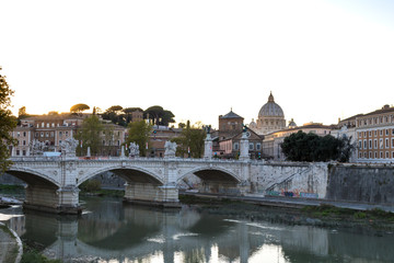 The Ponte Sant'Angelo bridge over the Tiber River