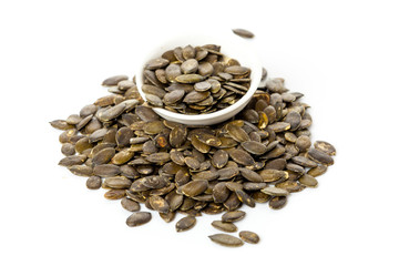 Pumpkin seeds isolated on white background