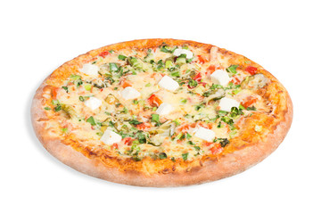 pizza with mozzarella on the white background