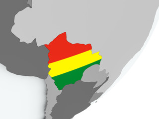 Fototapeta premium Flag of Bolivia on map