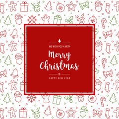 christmas icon elements card greeting text border frame white background