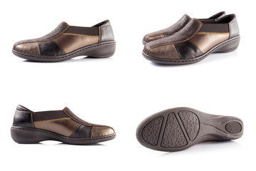 Group of shoes on isolated background, comfortable footwear.