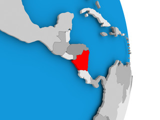 Nicaragua on globe