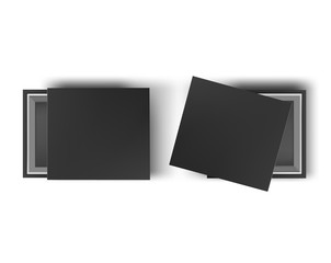 Black empty box mock up on white background. Top view. Template for your presentation design, banner, brochure or poster. Vector illustration