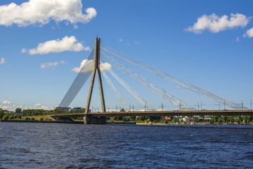 The Vanšu Bridge in Riga, Latvia