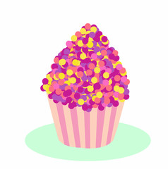 sweety cupcake with colorful gritting