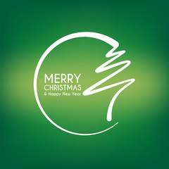 Obraz premium abstract merry christmas and happy new year card, line christmas tree circle concept background, vector illustration