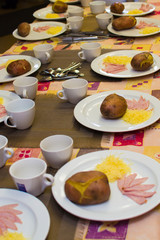 Ingredients for cooking stuffed potatoes by children