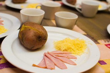 Ingredients for cooking stuffed potatoes by children