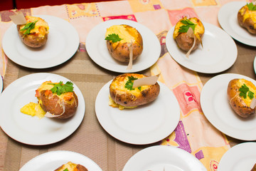 stuffed potatoes cooked by children in class
