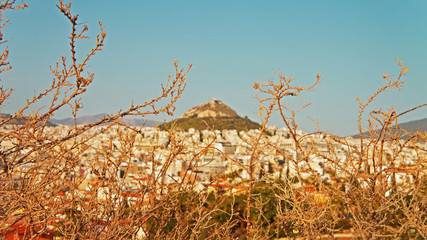Fototapeta premium blurry skyline of athens