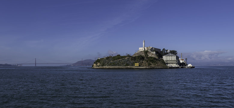 Alcatraz Island in the blue sky