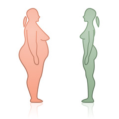 Face to Face Fat and Skinny Female Silhouettes
