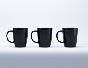 Black mug mock up 3d rendering