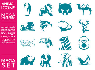 Obraz premium Mega Pack and Mega Set Vector Animals Icons Set EPS 10