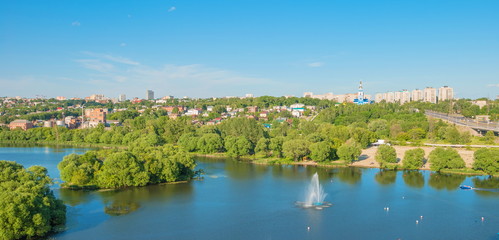 City park on the river bank