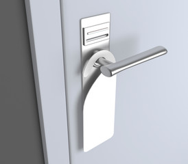Blank sign on the modern handle of door. 3d rendering