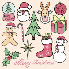 Christmas Elements Hand Drawn Vector stock illustration