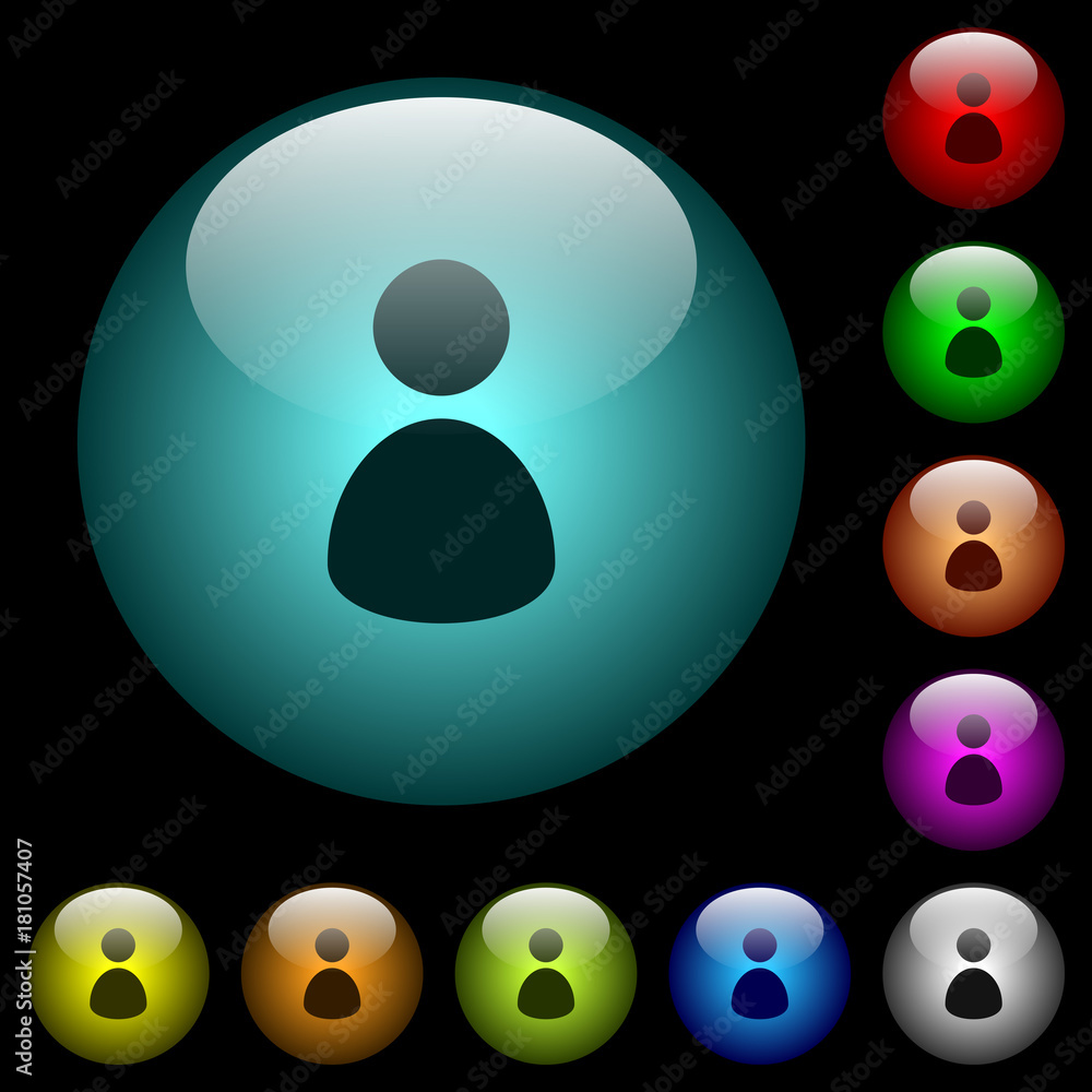 Poster single user icons in color illuminated glass buttons