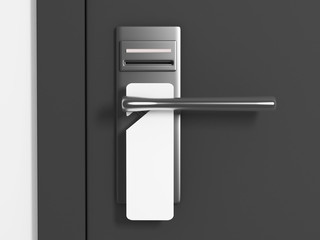 Blank sign on the modern handle of door. 3d rendering