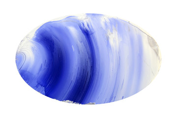 the movement of blue paint in the oval