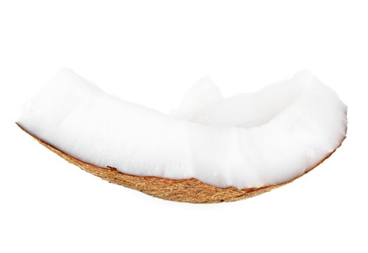 Piece of coconut isolated on a white background