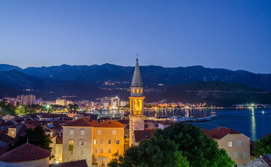 Aerial view on old district of Budva, Montenegro