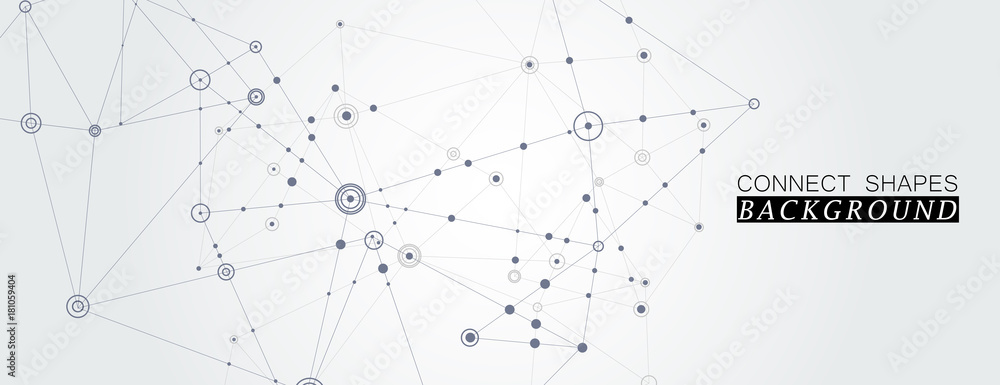 Poster Geometric connected line and dots. Simple technology graphic background. Vector banner design
