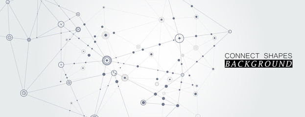 Geometric connected line and dots. Simple technology graphic background. Vector banner design