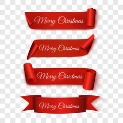 Christmas Sale. Red Ribbons. Vector illustration
