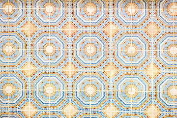 Beautiful portuguese facade tiles pattern called Azulejo