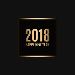 Happy new year 2018. Gold glitter New Year. Gold background for flyer, banner, web, header, poster, sign.