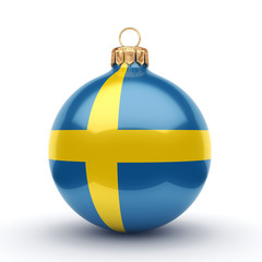 3D rendering Christmas ball with the flag of Sweden