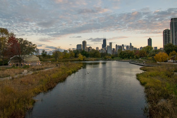 Naklejka premium Chicago skyline in Lincoln Park