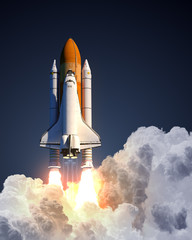 Space Shuttle Launch On Blue Background - 181063809