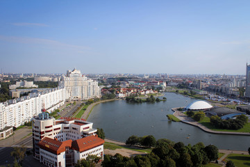 Fototapeta na wymiar Панорама центрального района Минска, Беларусь