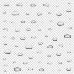 Realistic water drops on transparent background vector illustration