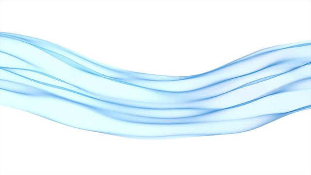 Abstract blue wave in the slow motion on the white background