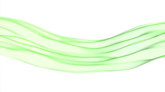 Abstract green wave in the slow motion on the white background