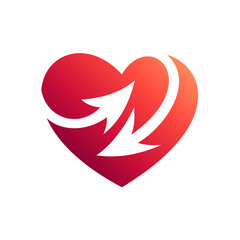 Heart With Arrow Logo Template