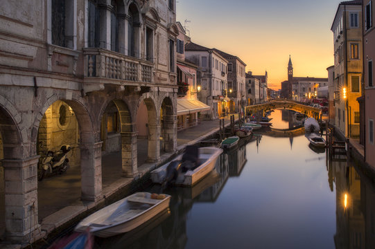 Canal Vena with and Palace Lisatti Mascheroni, Chioggia, Italy