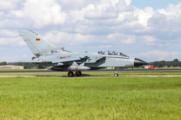 german jet fighter drives on military airbase