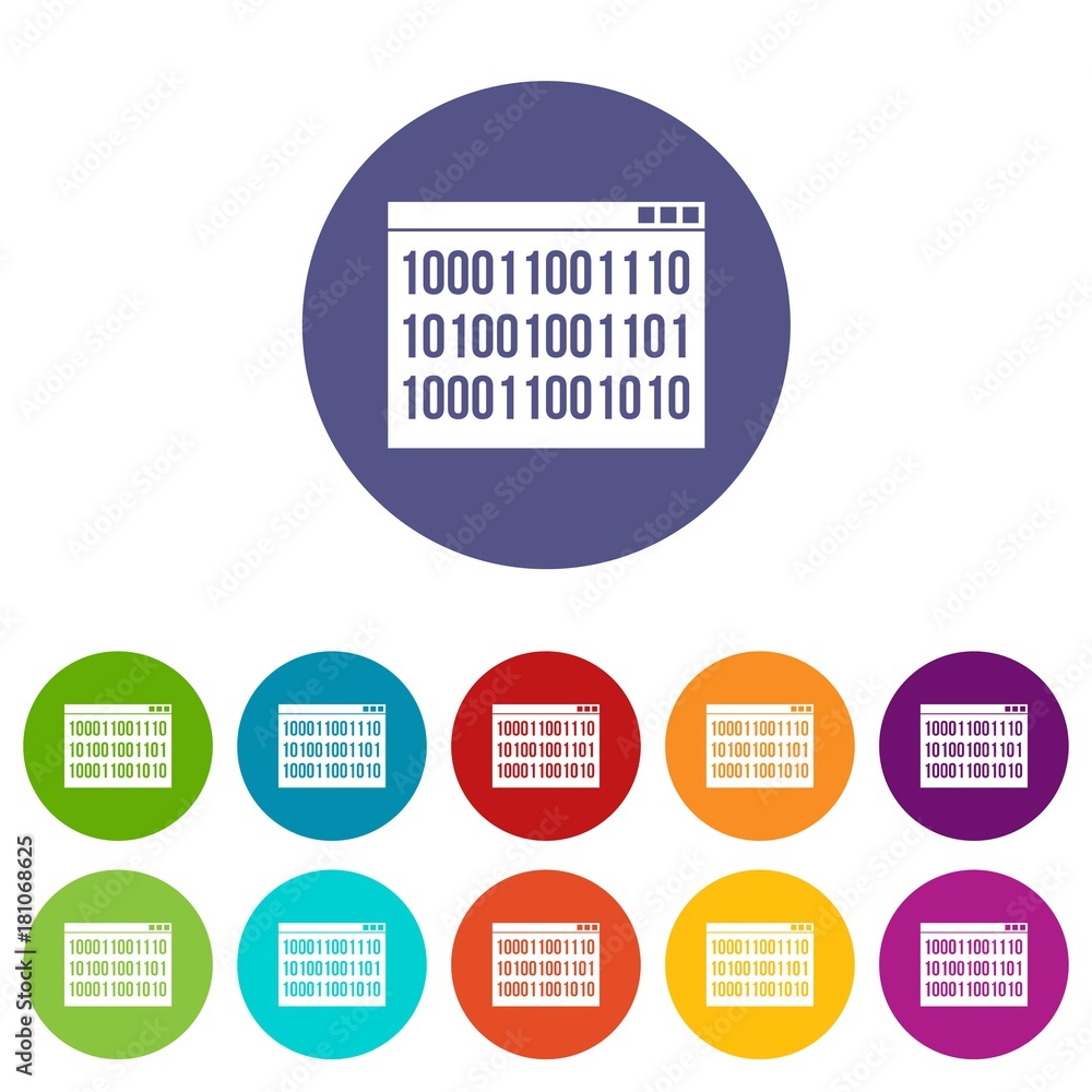 Poster binary code set icons