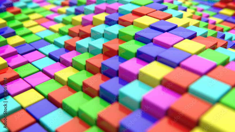 Aufkleber abstract background of colored cubes. 3d rendering