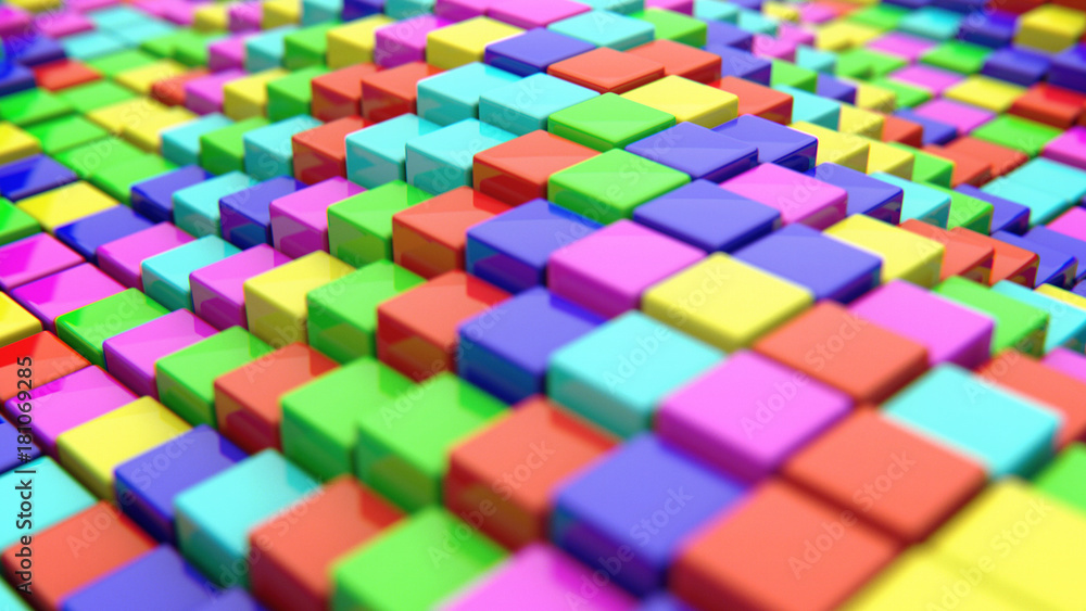 Aufkleber abstract background of colored cubes. 3d rendering