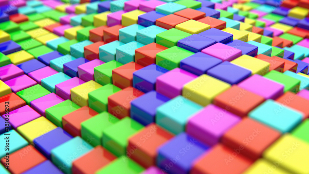 Aufkleber abstract background of colored cubes. 3d rendering