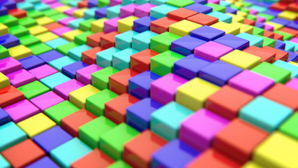 Fototapeta na wymiar Abstract background of colored cubes. 3d rendering