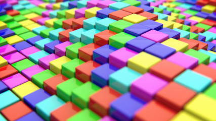 Fototapeta na wymiar Abstract background of colored cubes. 3d rendering