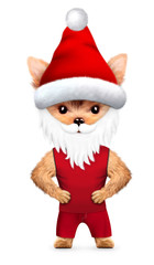 Funny Dog Santa with beard. Christmas concept