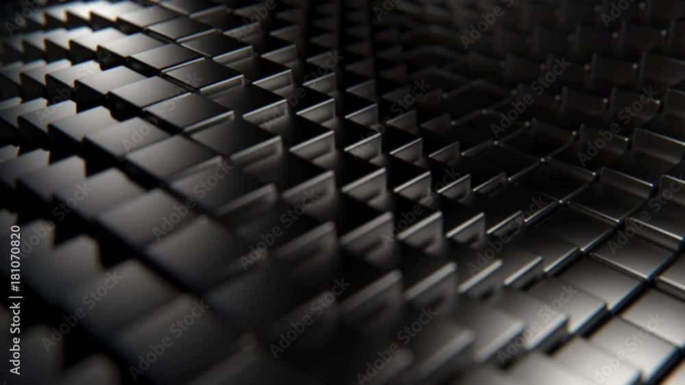 Aufkleber abstract iron 3d cubes wave move animation. 3d rendering
